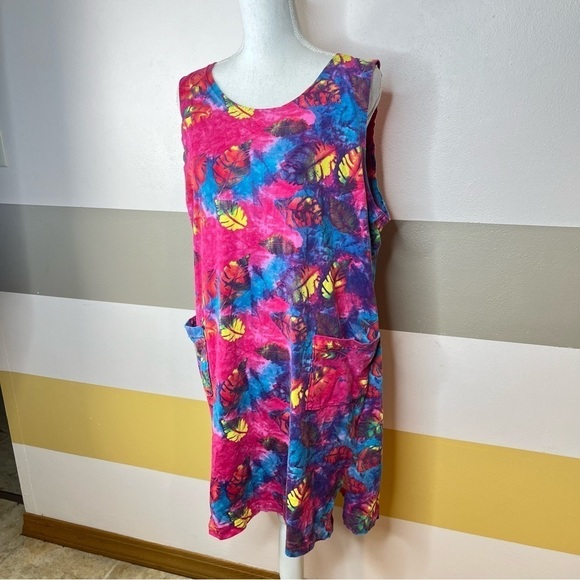 INGEAR Resort Vintage 90s Pink Tropical Floral Hawaiian Vacation Dress Size 1X - Picture 3 of 12